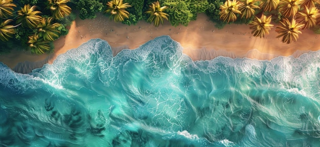 Vista aerea della spiaggia con le palme