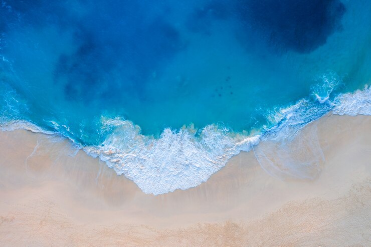 Vista aerea della spiaggia di Kelingking nell'isola di Nusa Penida, Bali in Indonesia.