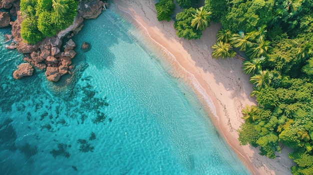 Vista aerea della spiaggia tropicale e della laguna