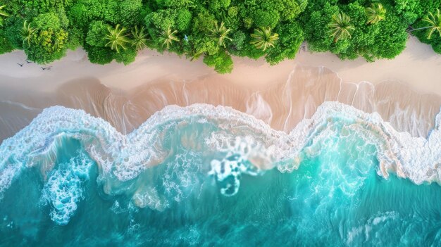 Vista aerea della spiaggia tropicale e della laguna