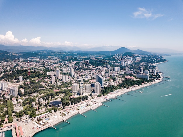 Vista aerea della stazione marittima - porto marittimo di Sochi, Krasnodar Krai, Russia.