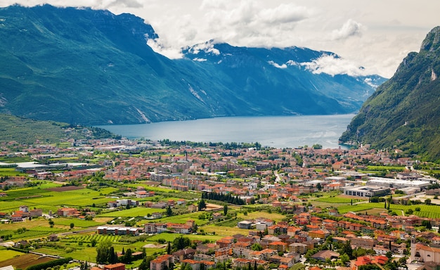 Vista aerea della valle di Riva del Garda, Trentino, Italy