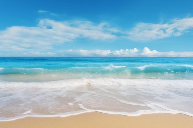 Vista aerea delle bellissime onde dell'oceano che incontrano la sabbia sulla spiaggia