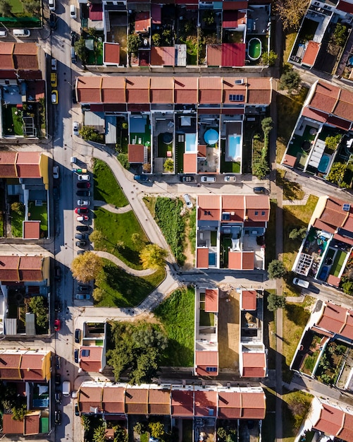 Vista aerea delle case in città