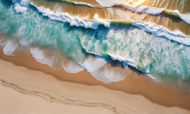 Vista aerea delle onde del mare sulla spiaggia