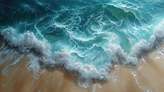Vista aerea delle onde sulla spiaggia Seascape 3d illustrazione