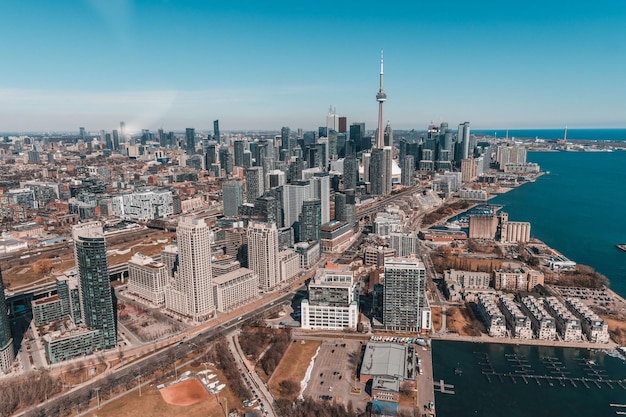 Vista aerea dello skyline di Toronto in Ontario, Canada, catturata in inverno