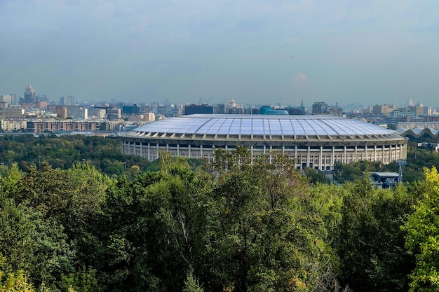 Vista aerea dello stadio Luzhniki e del complesso da Sparrow Hills Mosca Russia