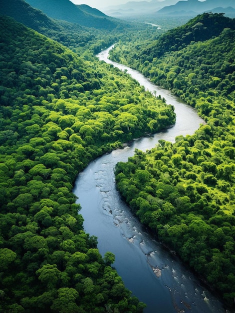 Vista aerea di un fiume nella foresta pluviale dell'America Latina