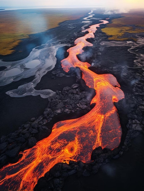 vista aerea di un vulcano in Islanda