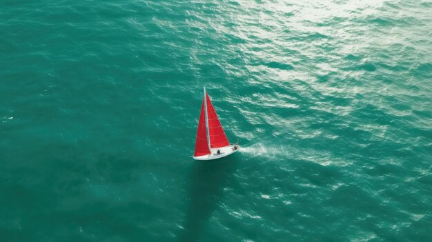 vista aerea di una barca nell'oceano