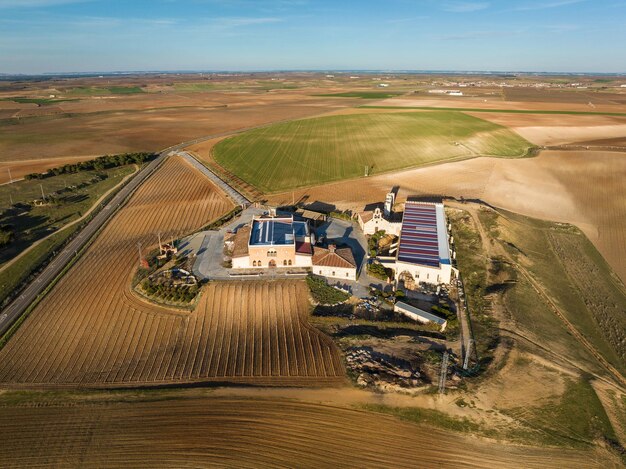 Vista aerea di una cantina a Rueda Valladolid