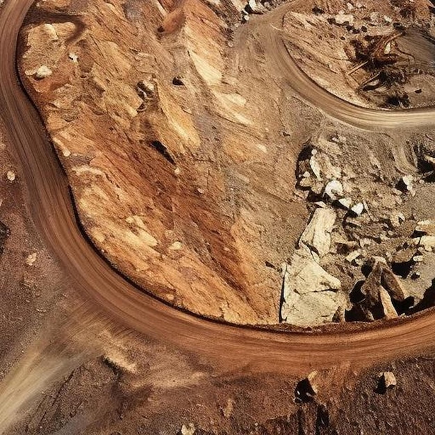 vista aerea di una miniera a cielo aperto profonda con una strada a spirale verso il fondo