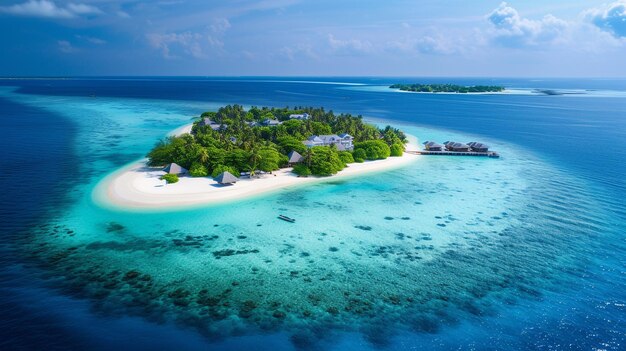 vista aerea di una piccola isola con una spiaggia