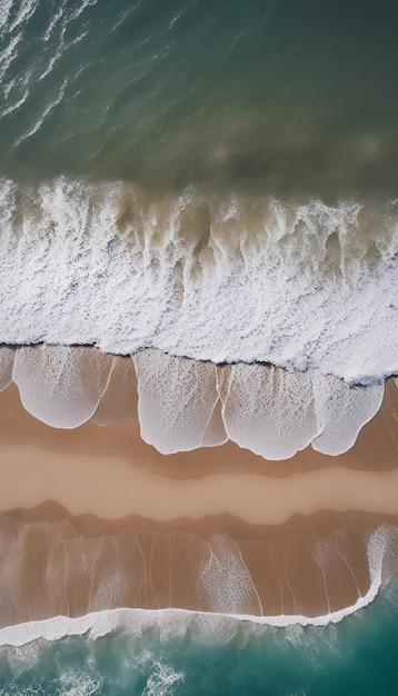 Vista aerea di una spiaggia e delle onde