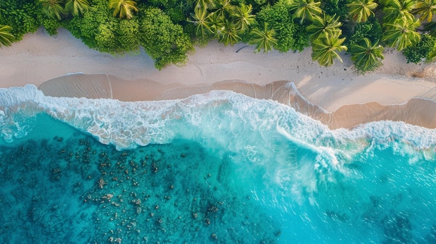 Vista aerea di una spiaggia tropicale con acque blu cristalline