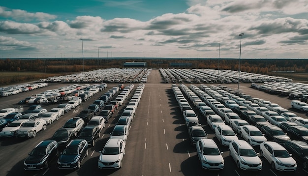 Vista aerea di una strada affollata con autostrade a più corsie generate dall'AI