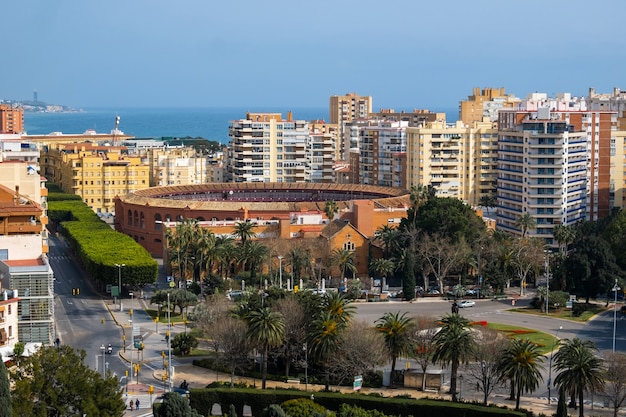 vista aerea e panoramica dell'arena a malaga