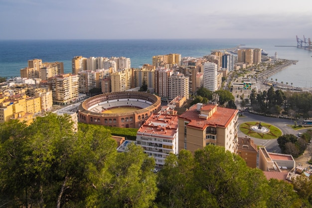 vista aerea e panoramica nella città di malaga in spagna