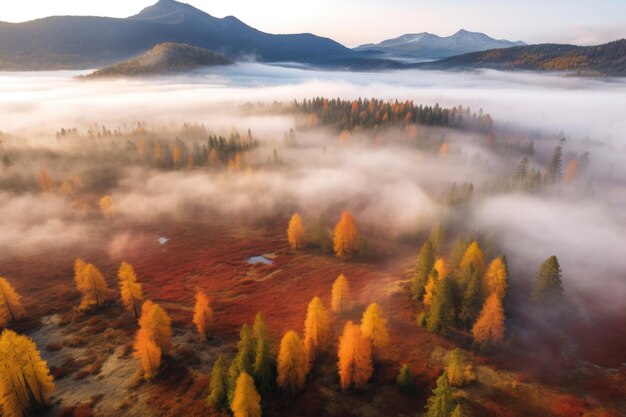 vista aerea foresta autunno tranquillo paesaggio libertà scena bellissima natura sfondo foto