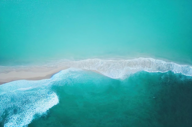 Vista aerea mare acqua limpida onda e spiaggia di sabbia