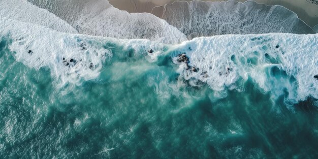 Vista aerea mozzafiato delle onde della spiaggia tropicale