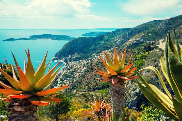Vista aerea panoramica di Nizza dalla montagna Costa Azzurra Francia Europa