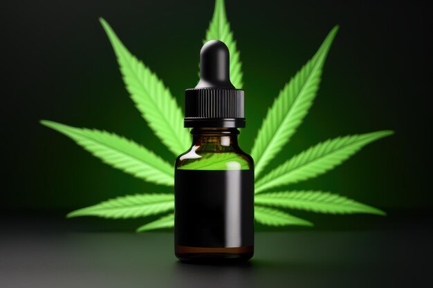 Vista anteriore di un prodotto di cura con cbd Oil Cannabis mockup generato da AI