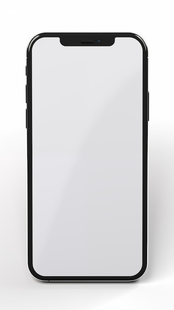 Vista anteriore di uno smartphone moderno con schermo vuoto per la presentazione di app o un mockup di progettazione su bianco