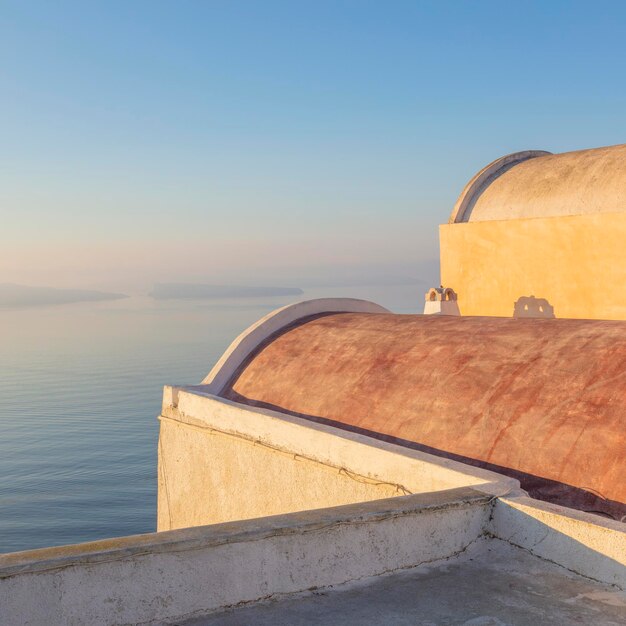 Vista artistica dell'architettura tradizionale di Santorini Santorini Grecia Vista concettuale
