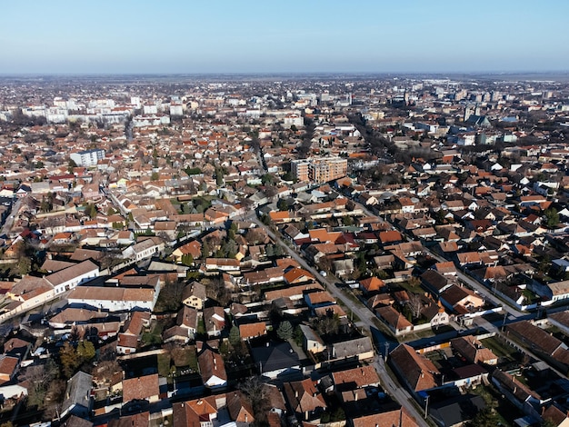 Vista da drone del centro di Subotica e del municipio Europa Serbia