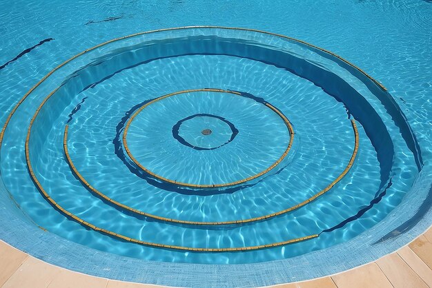 Vista dall'alto Anelli d'acqua blu in close-up Riflessioni circolari nella piscina