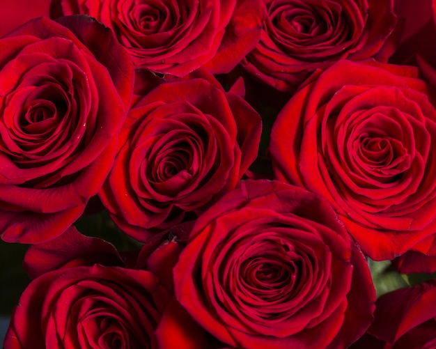 Vista dall'alto bellissimo bouquet di rose