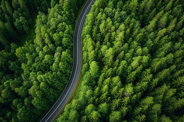 Vista dall'alto degli alberi verdi estivi nella foresta rurale finlandese