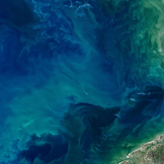 Vista dall'alto degli elementi ondulati della trama del mare blu di questa immagine fornita dalla nasa