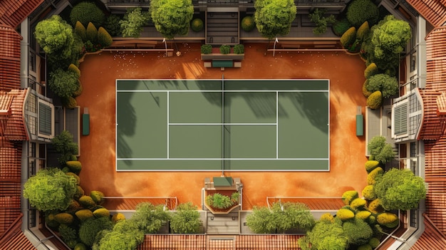 Vista dall'alto del campo da tennis