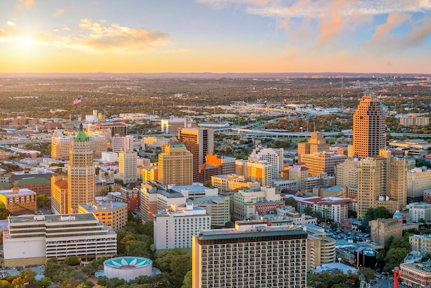 Vista dall'alto del centro cittadino di San Antonio in Texas USA