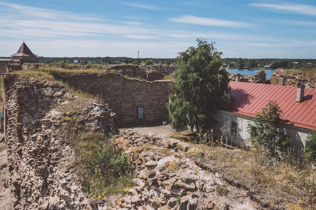 Vista dall'alto del territorio della Fortezza di Oreshek in Russia