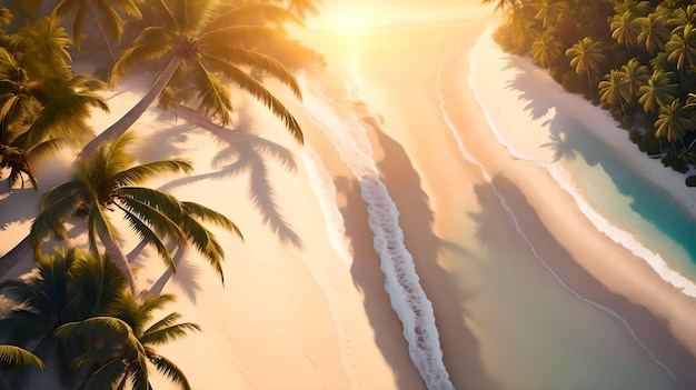 vista dall'alto dell'isola tropicale della spiaggia estiva con palme AI Generato