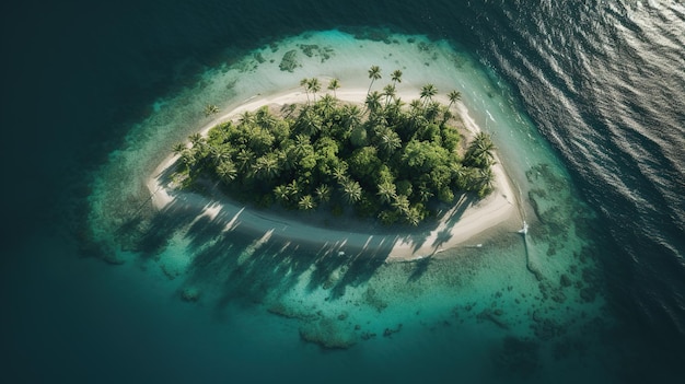 Vista dall'alto dell'isola tropicaleViaggio in mareGenerative ai