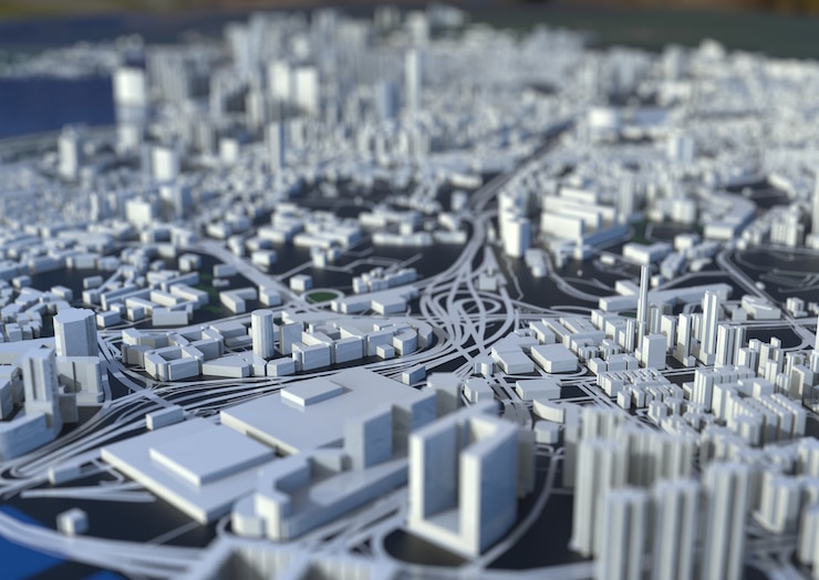 Vista dall'alto della grande città. illustrazione nel design grafico casual. frammento hong kong