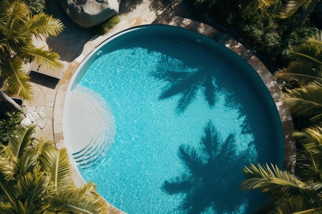 Vista dall'alto della piscina Bella immagine illustrativa IA generativa