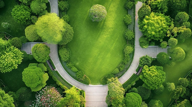 Vista dall'alto di un giardino