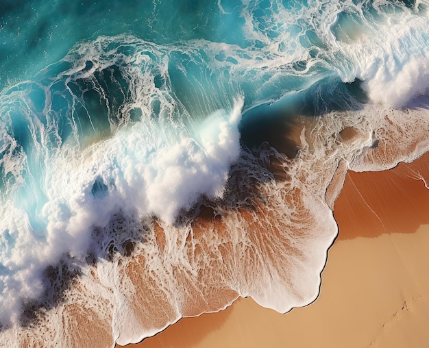 vista dall'alto Fotografia aerea delle onde del mare blu spiaggia di sabbia rocce