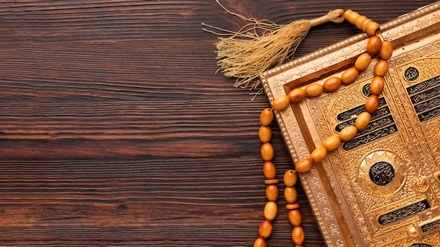 Vista dall'alto nuovo anno islamico con spazio di copia