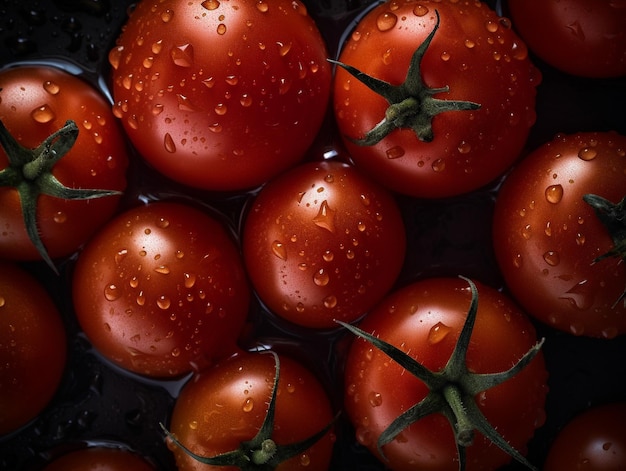 Vista dall'alto rosso delizioso pomodoro fresco con spruzzi di succo di pomodoro su sfondo bianco fotografia alimentare