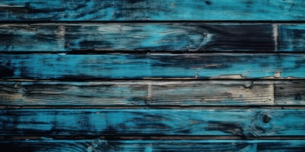 Vista dall'alto Tavolo in legno Struttura in legno sfondo blu IA generativa