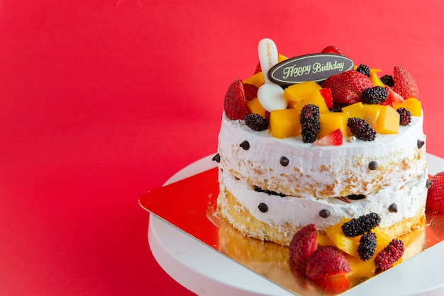 Vista dall&#39;alto torta di frutta, torta fatta in casa,