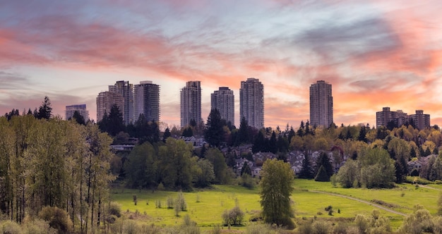 Vista degli edifici residenziali di appartamenti a Metrotown