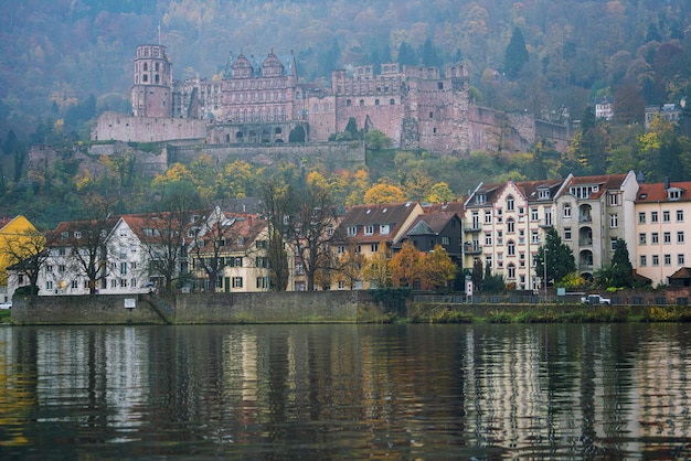 Vista degli edifici sul lago